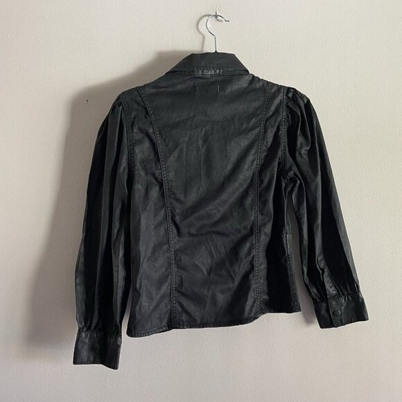 DL1961 Women S Black Medina Puff Sleeve Clarita Coated Button Up Jacket NWT - Picture 13 of 13